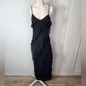 Sincerely Jules ❤️ Elegant Black Ruffle Dress Sz. M